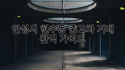 안성시 현수동 중고차 거래 완벽 가이드!